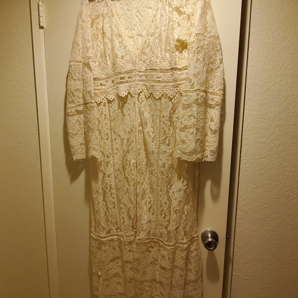 Long sleeve ivory lace coat